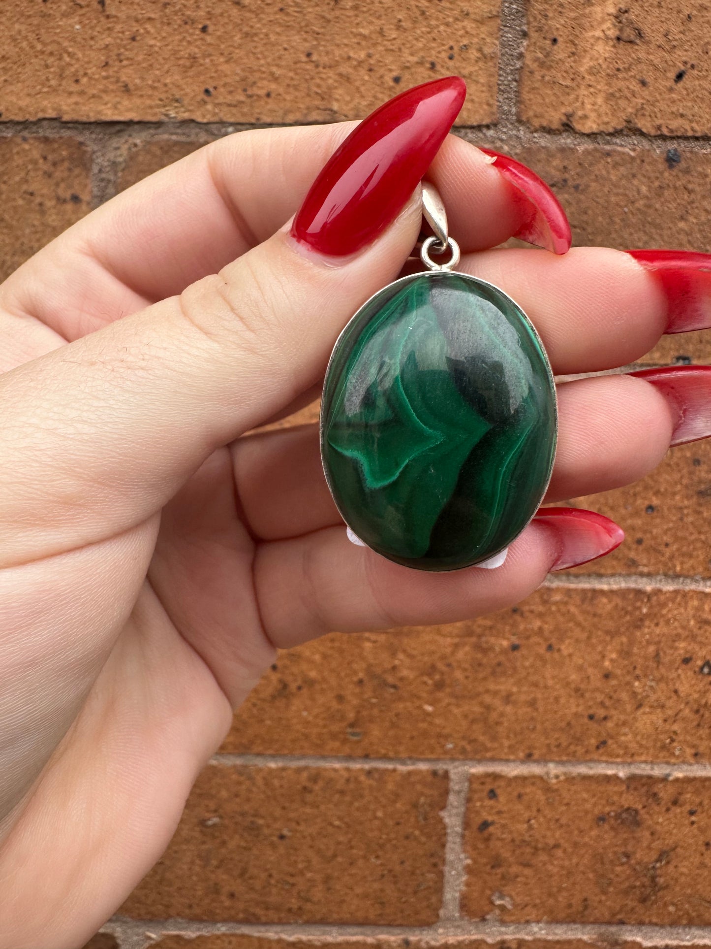 Malachite Pendant with sterling silver