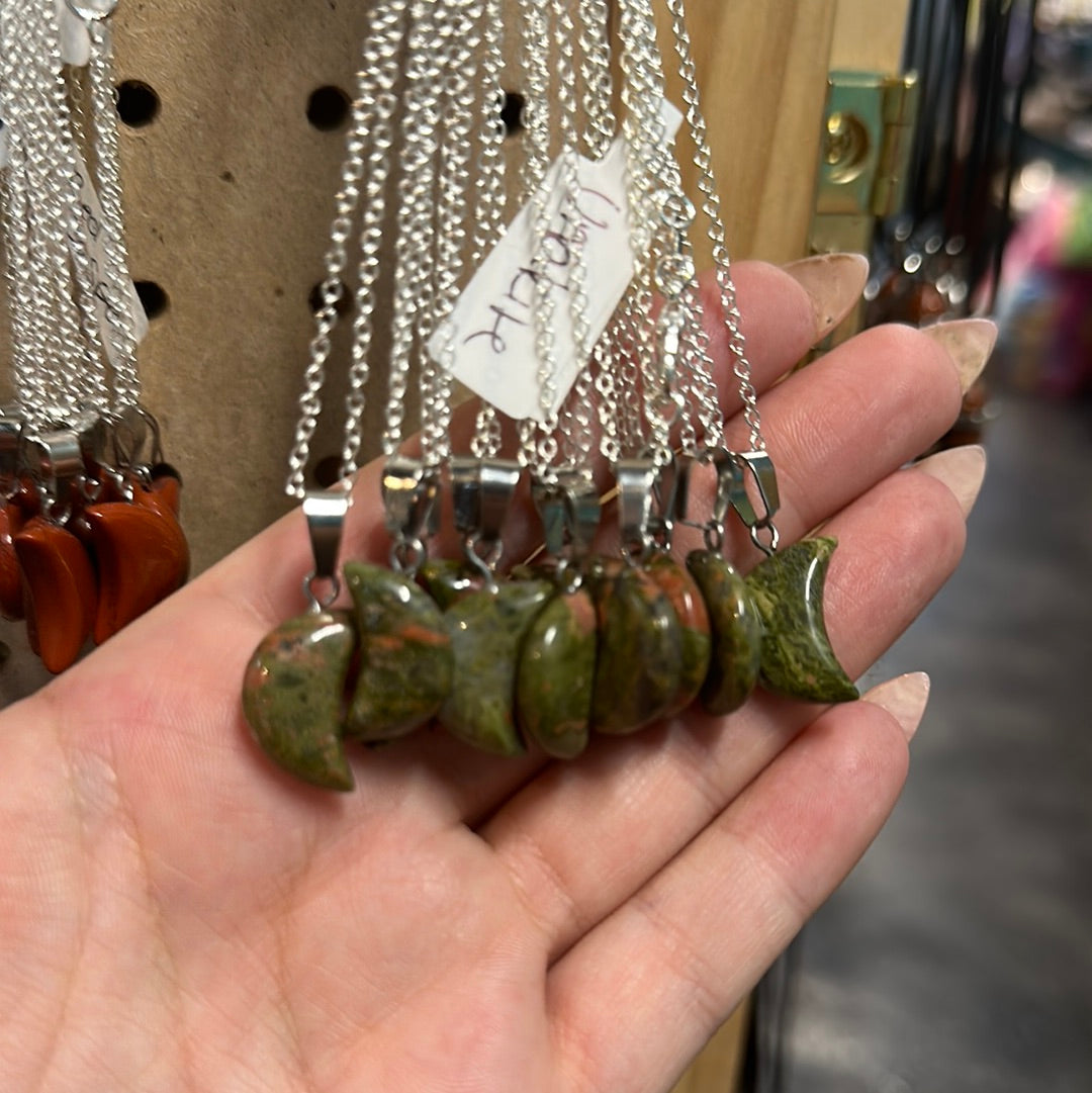 Unakite Moon Necklace
