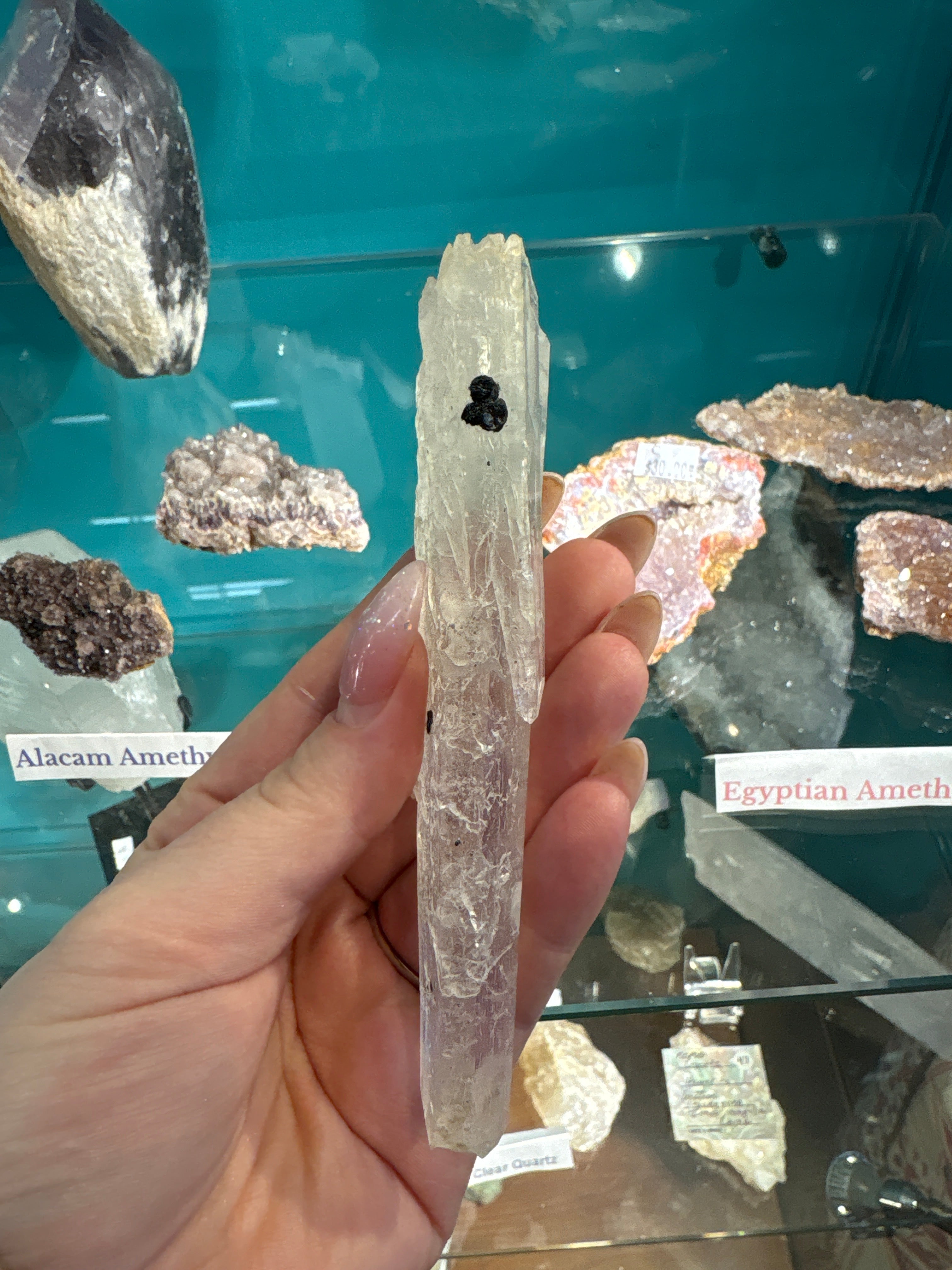 Clear Quartz & Hematite Point