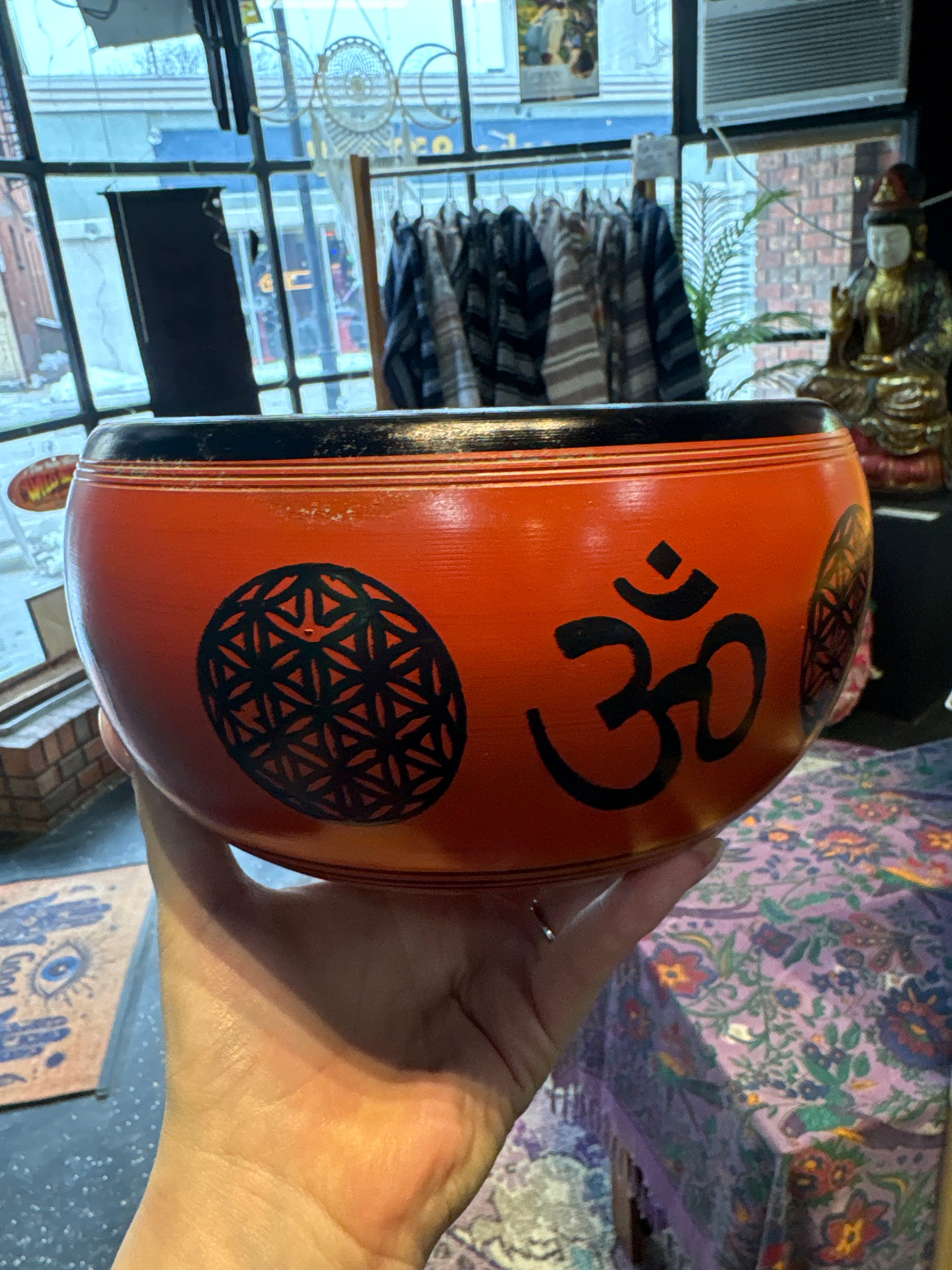 Om & Flower of Life Sacral Chakra Singing Bowl