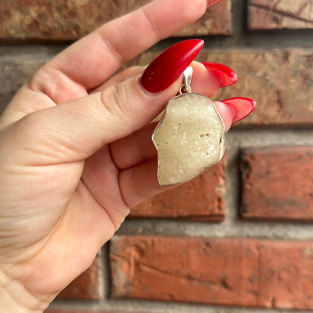 Libyan Desert Glass Pendant with Sterling Silver