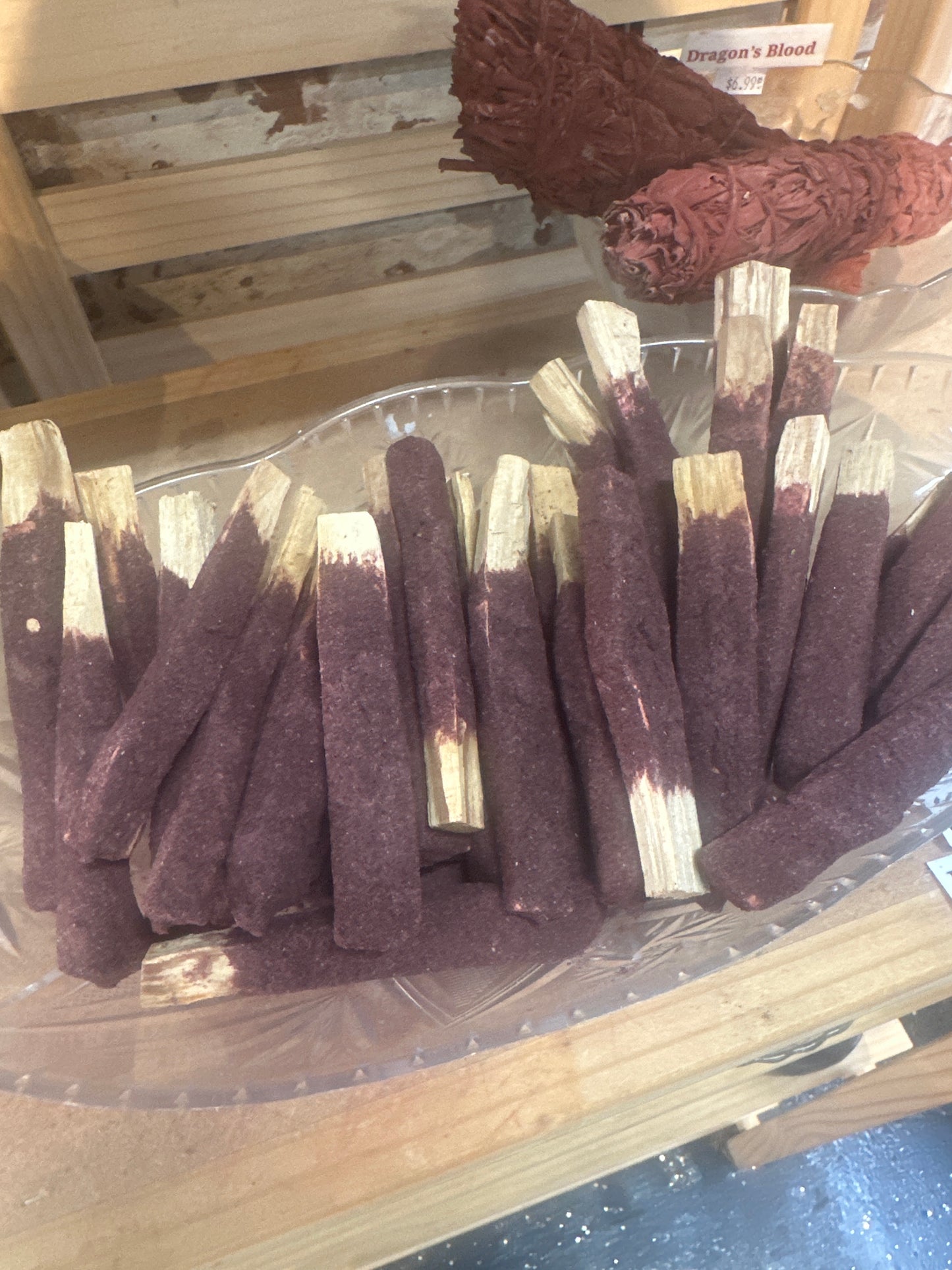 Palo Santo dipped in Dragons Blood Resin