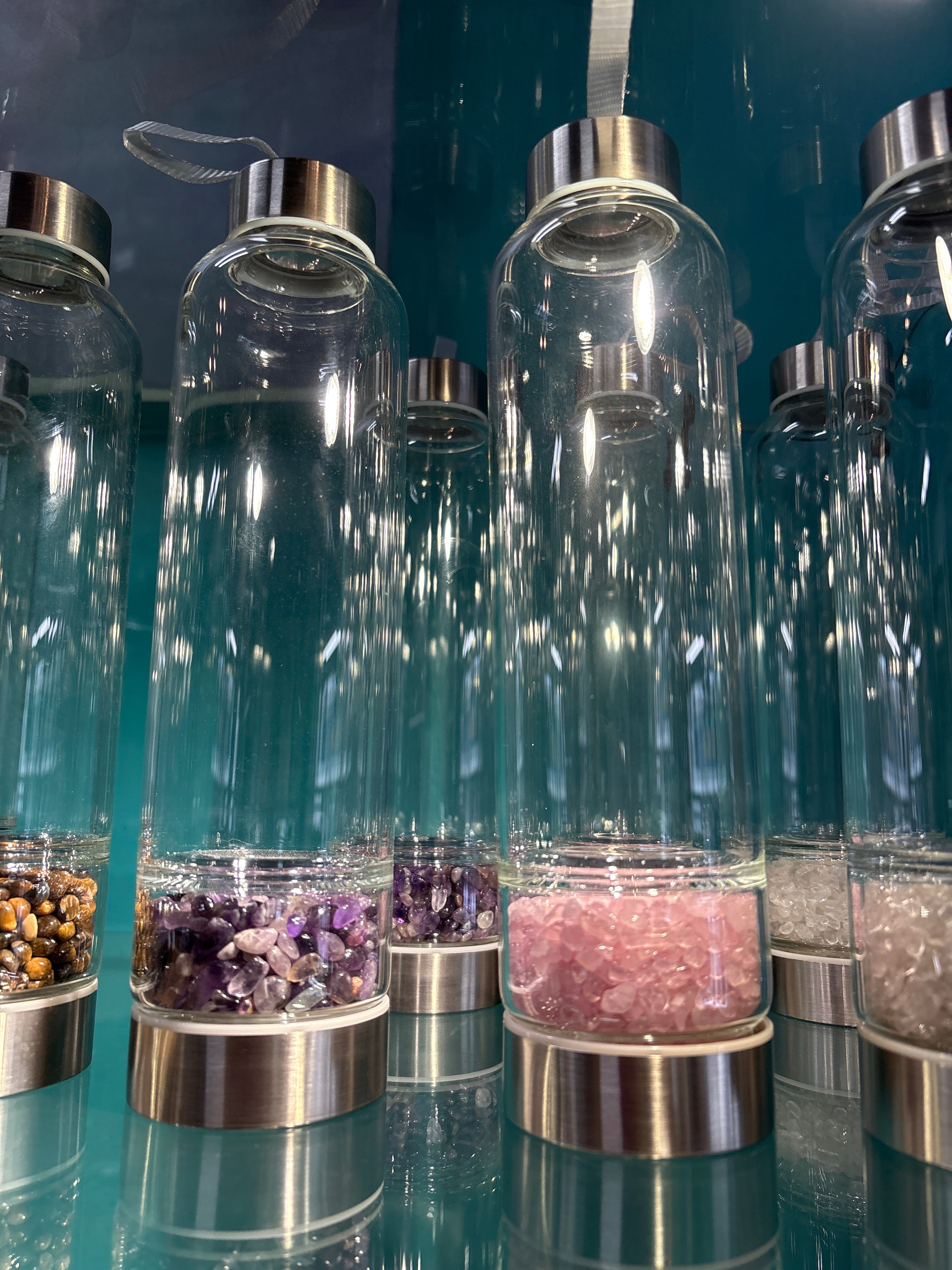 Crystal Chip Glass Water Bottle