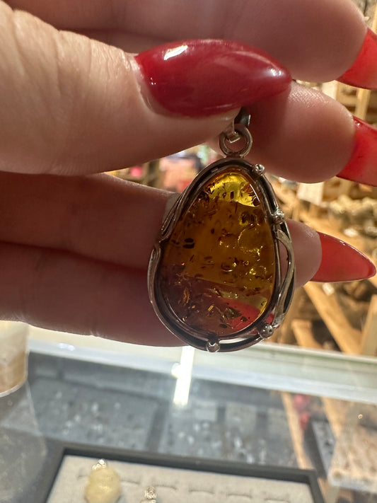 Baltic Amber Pendant with Sterling Silver