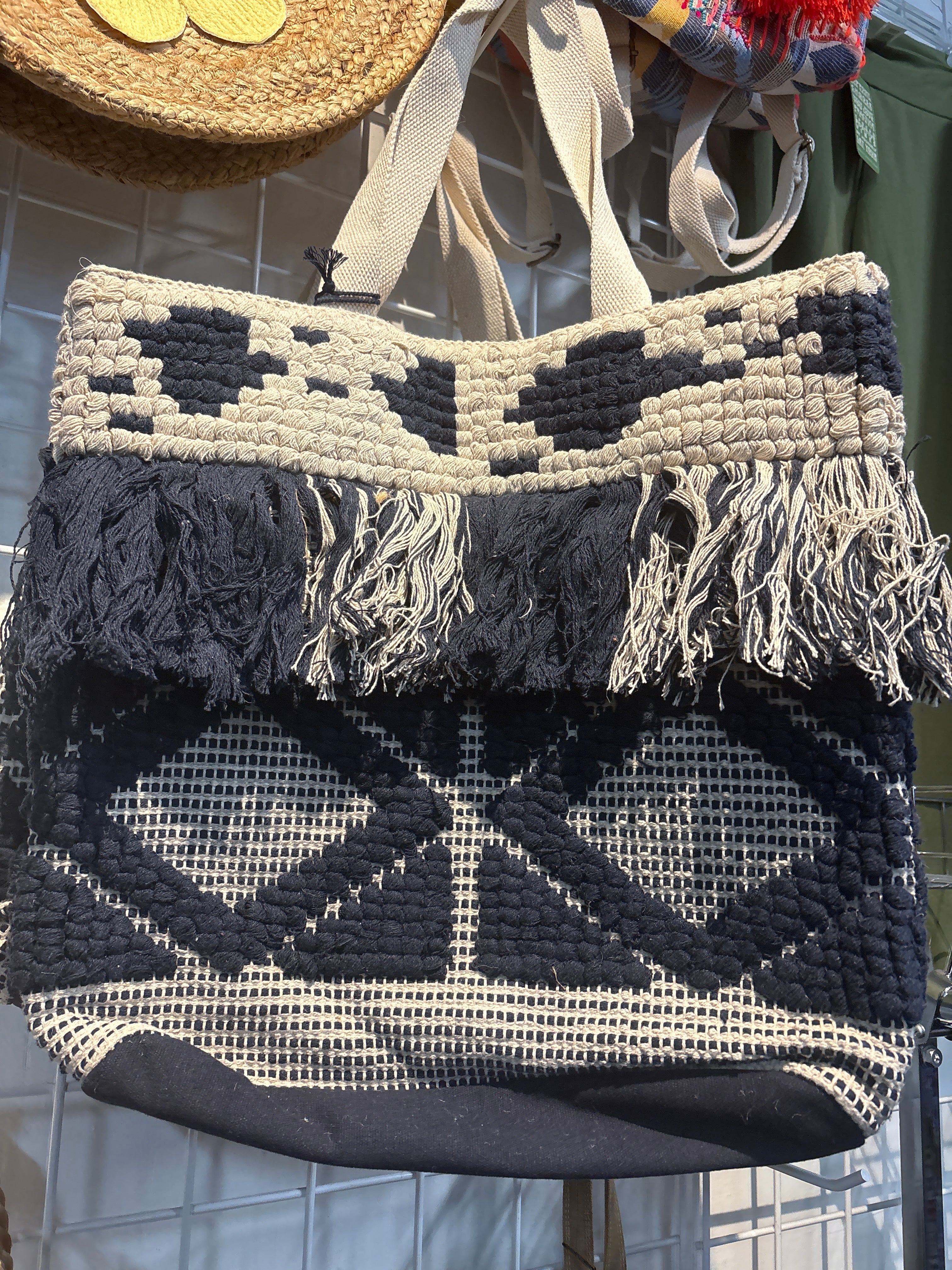 Hand-woven Fringe Tote Bag