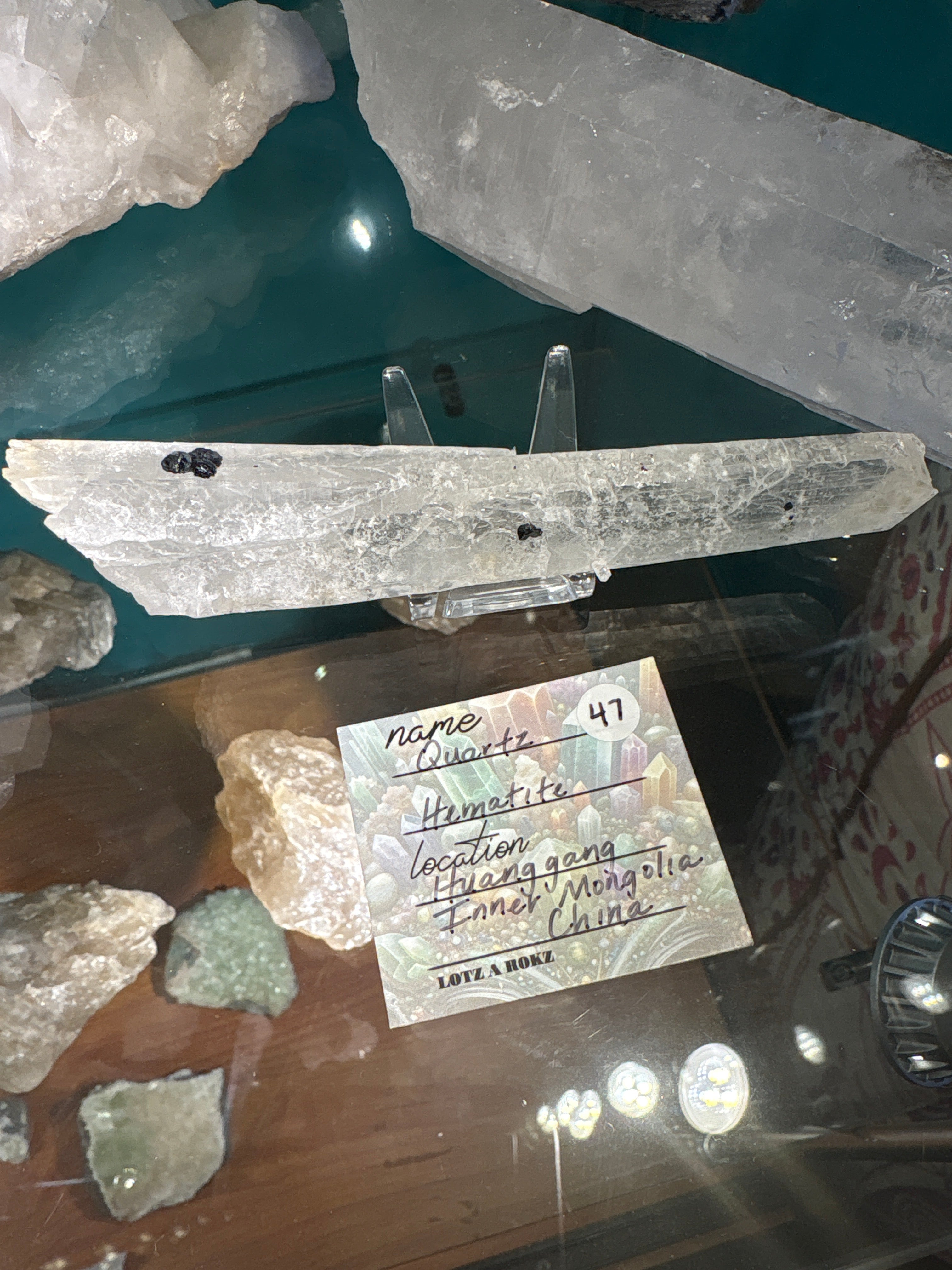 Clear Quartz & Hematite Point