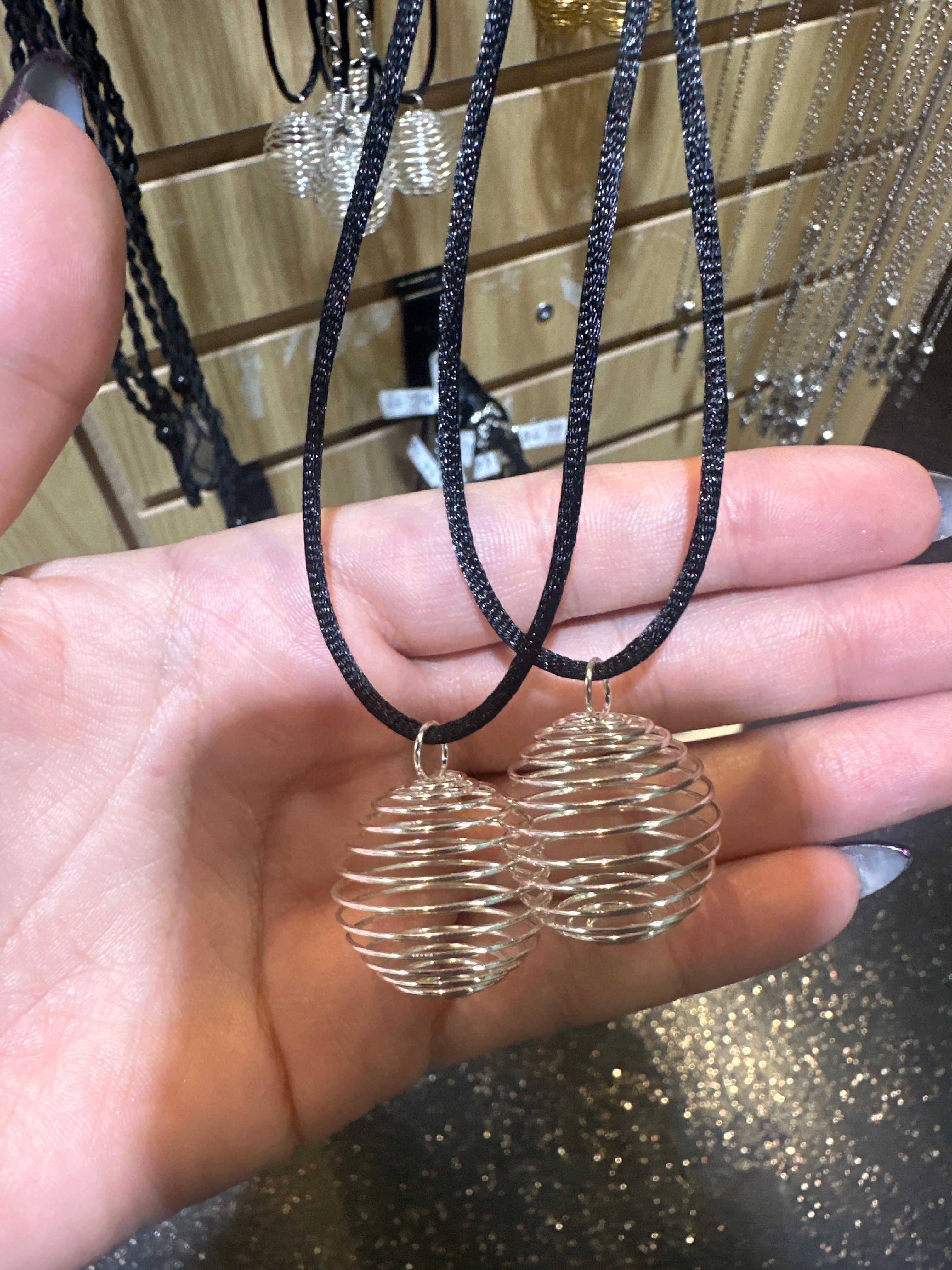 Cage Necklace with cord chain.