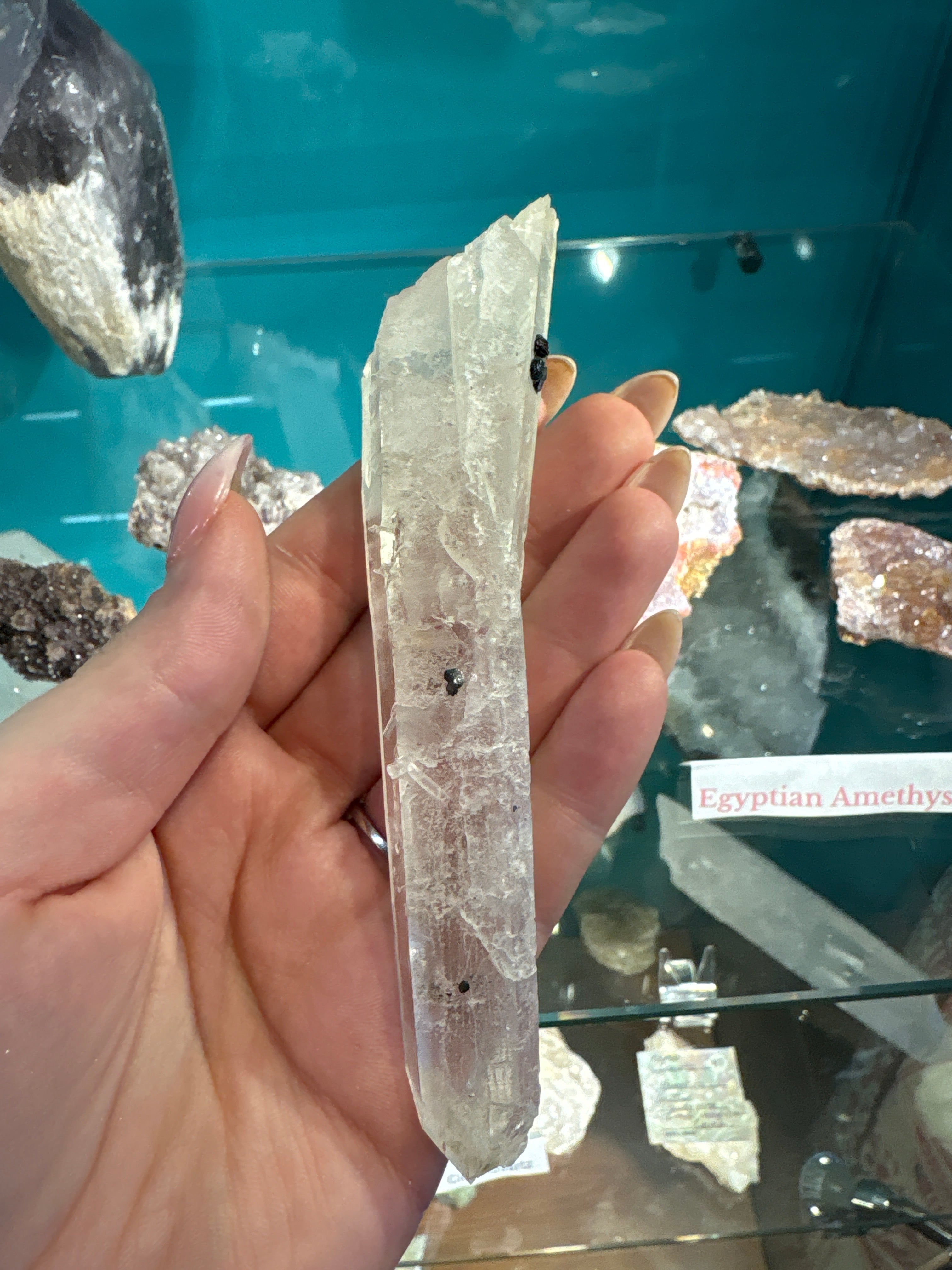 Clear Quartz & Hematite Point