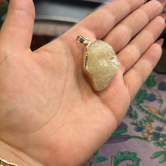 Libyan Desert Glass Pendant with Sterling Silver