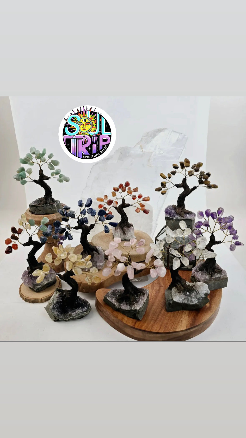 Crystal Gemstone Tree with Amethyst base