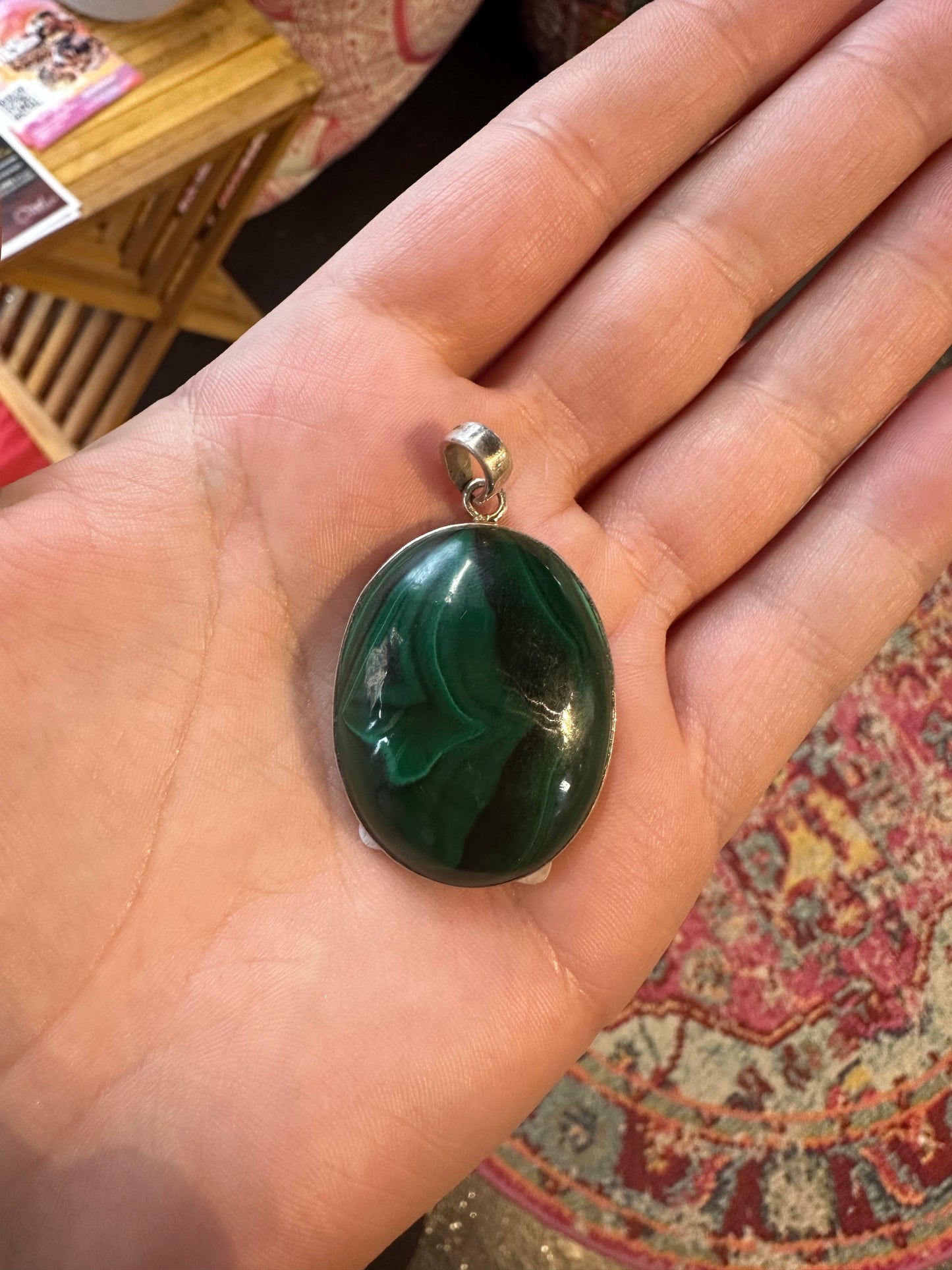 Malachite Pendant with sterling silver