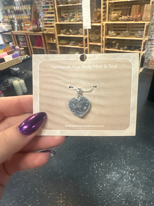 Heart Druzy Pendant (sterling silver)