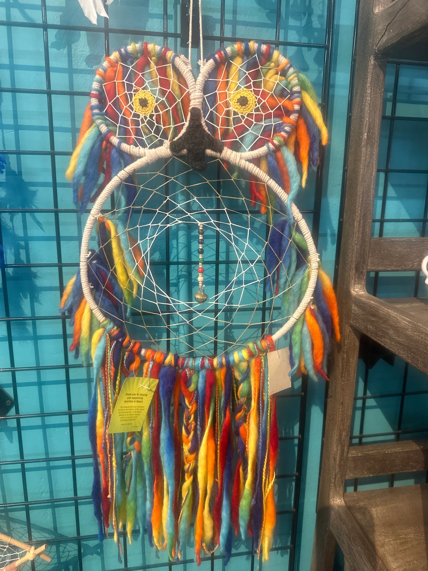 Colorful Owl Dream Catcher with bell