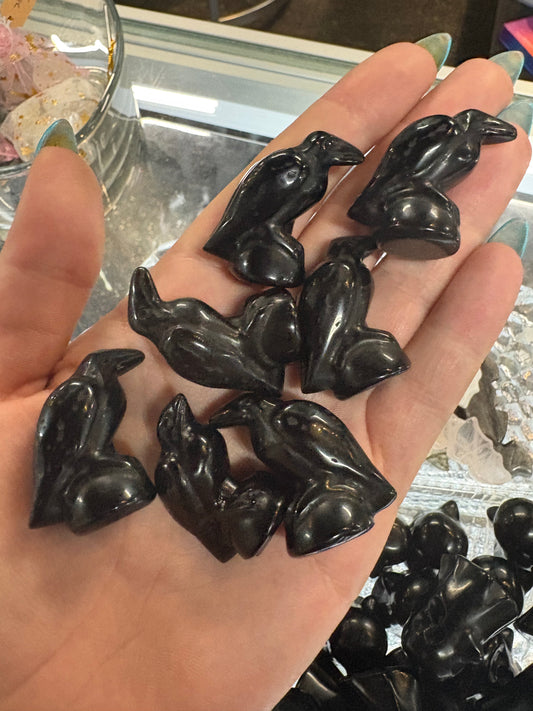 Obsidian Raven Carving