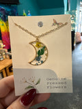 Genuine Pressed Flower Necklace- moon