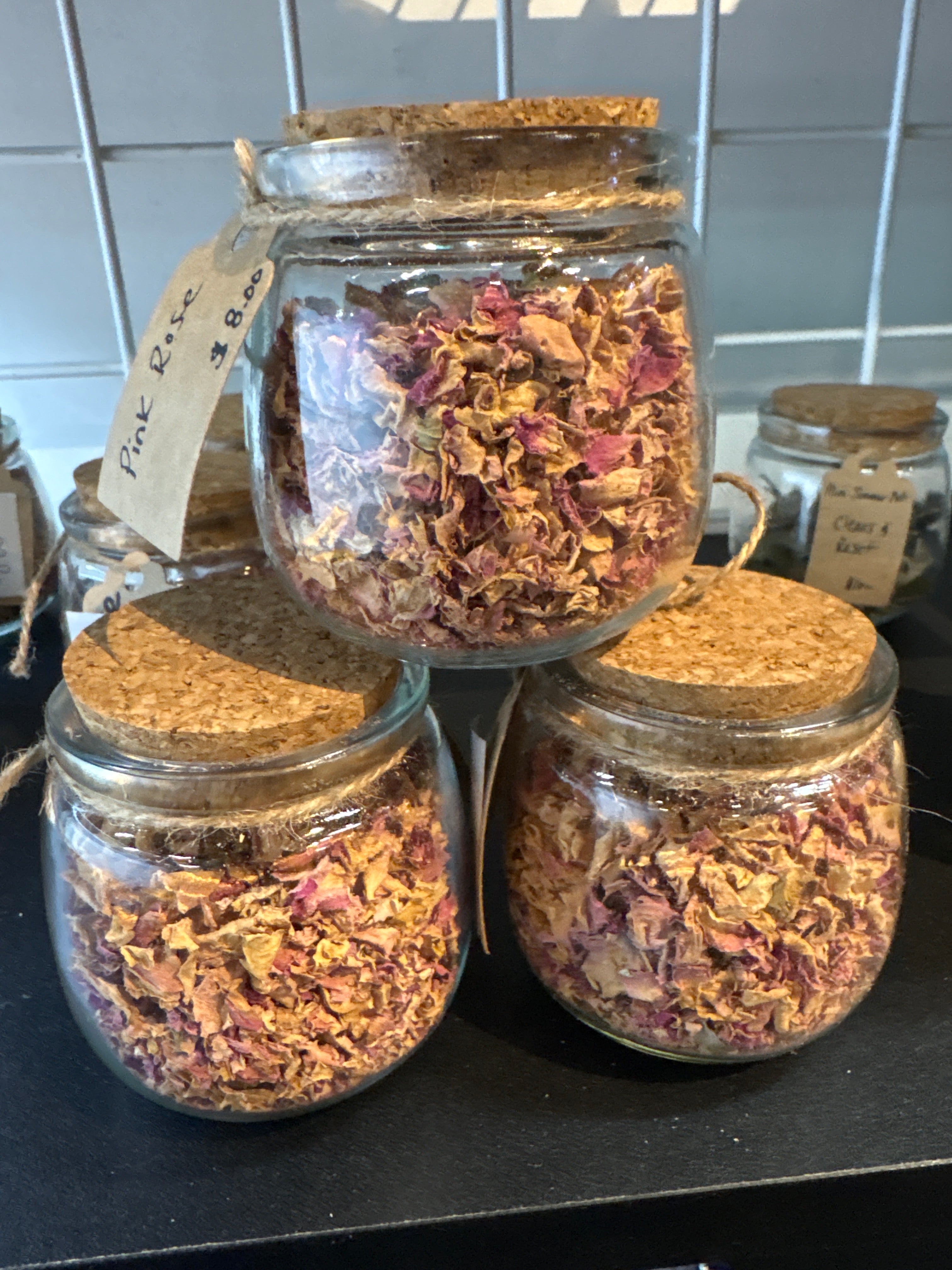 Pink Rose in Glass Jar