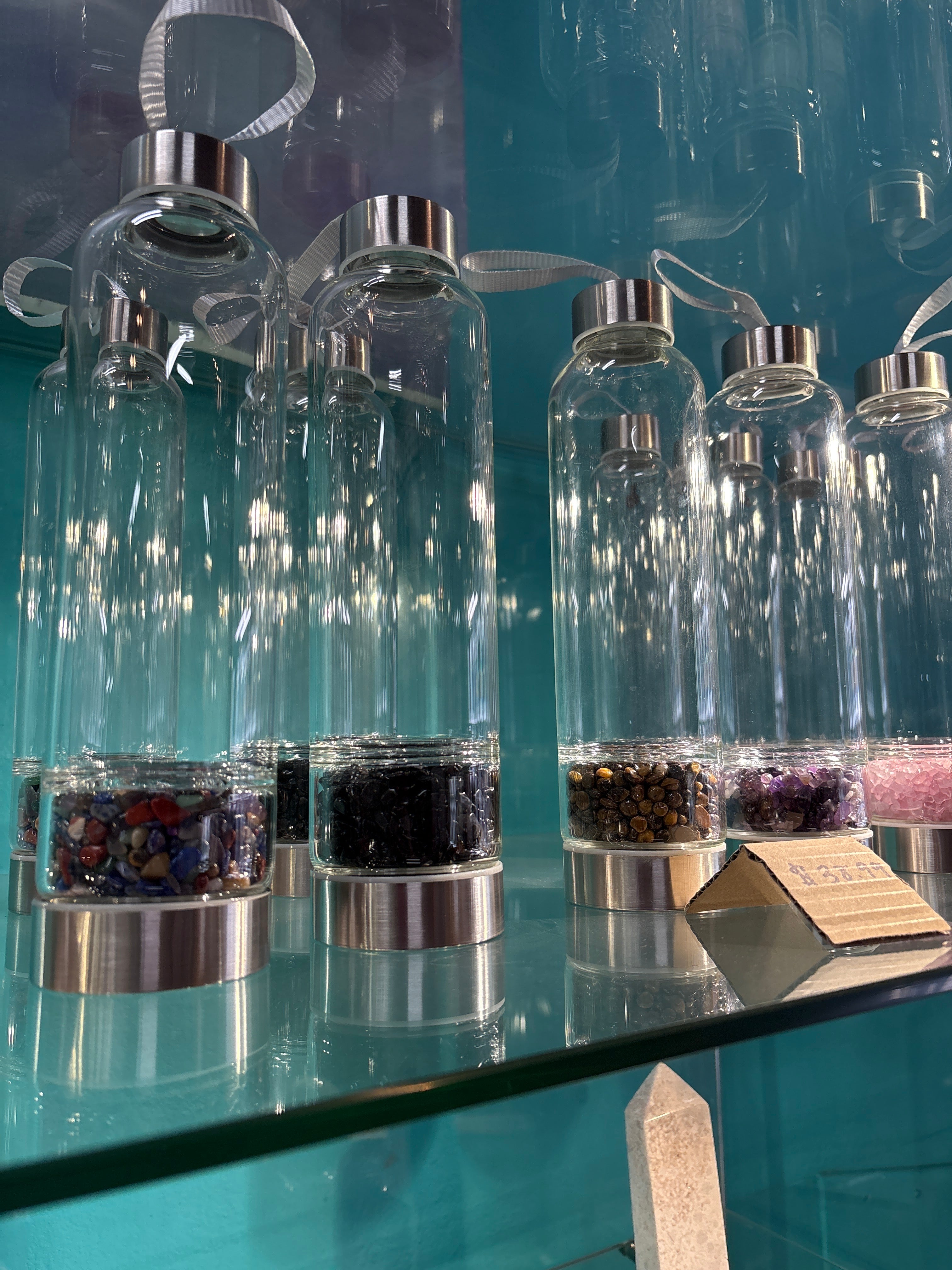 Crystal Chip Glass Water Bottle