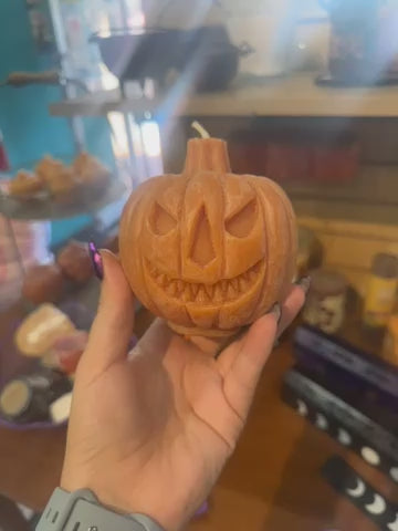 Double Sided Jack O Lantern Candle (beeswax)
