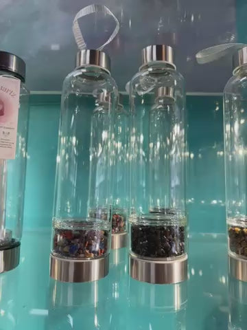 Crystal Chip Glass Water Bottle