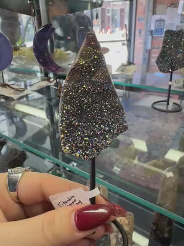 Titanium Rainbow Druzy on stand