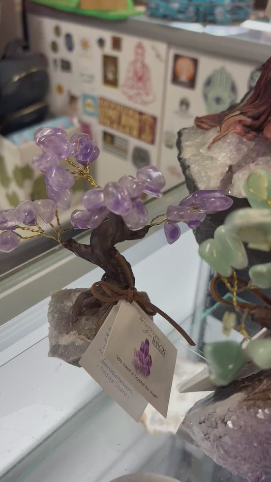 Crystal Gemstone Tree with Amethyst base